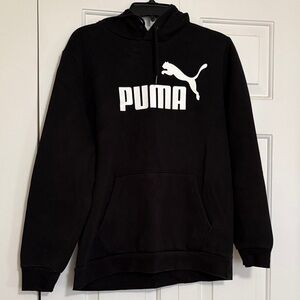 PUMA Men's Black Hoodie with White Logo